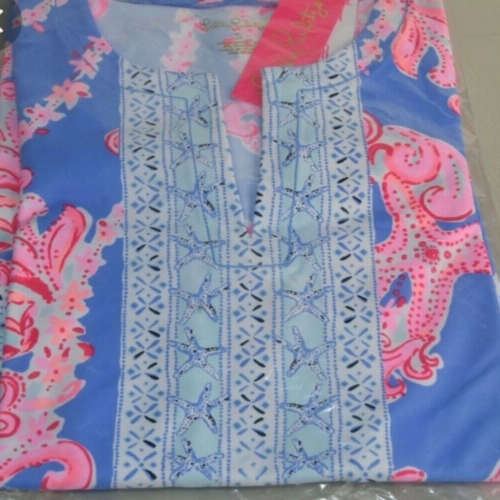 Lilly Pulitzer Chilly Lilly Nadine Dress UPF 50+ Blue Peri Go With The Flow - Picture 2 of 11